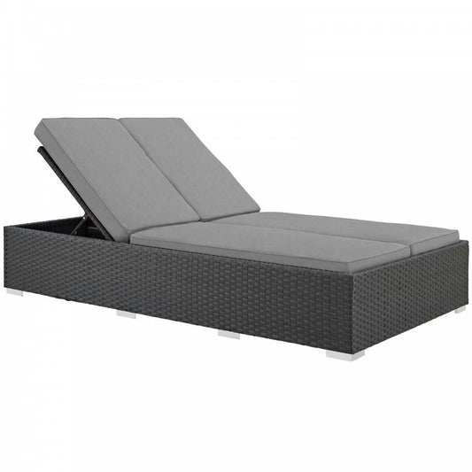 Sojourn Outdoor Patio Sunbrella Double Chaise, Chocolate Gray
