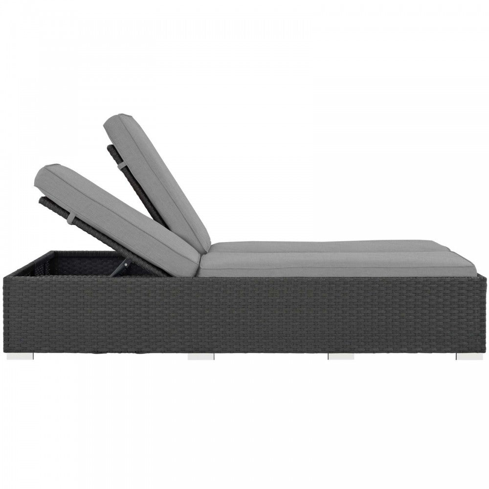 Sojourn Outdoor Patio Sunbrella Double Chaise, Chocolate Gray