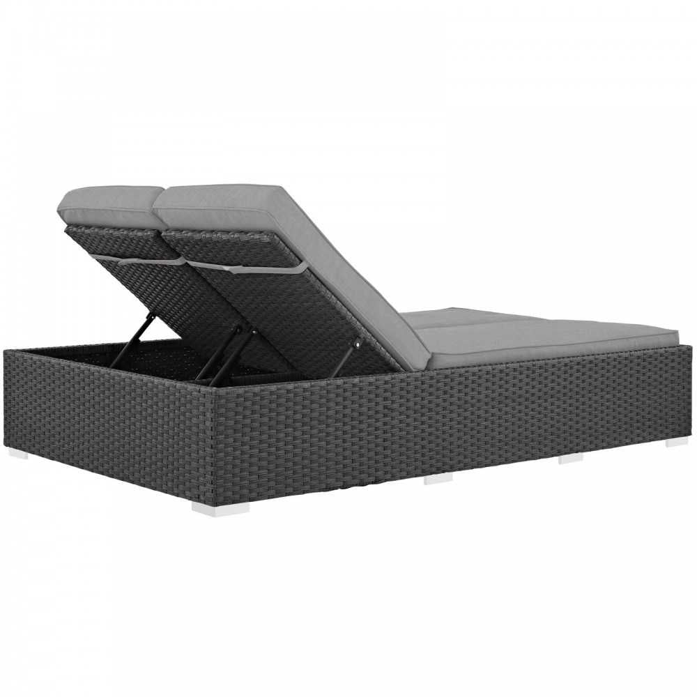 Sojourn Outdoor Patio Sunbrella Double Chaise, Chocolate Gray
