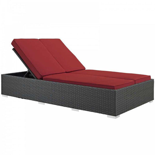 Sojourn Outdoor Patio Sunbrella Double Chaise, Chocolate Red