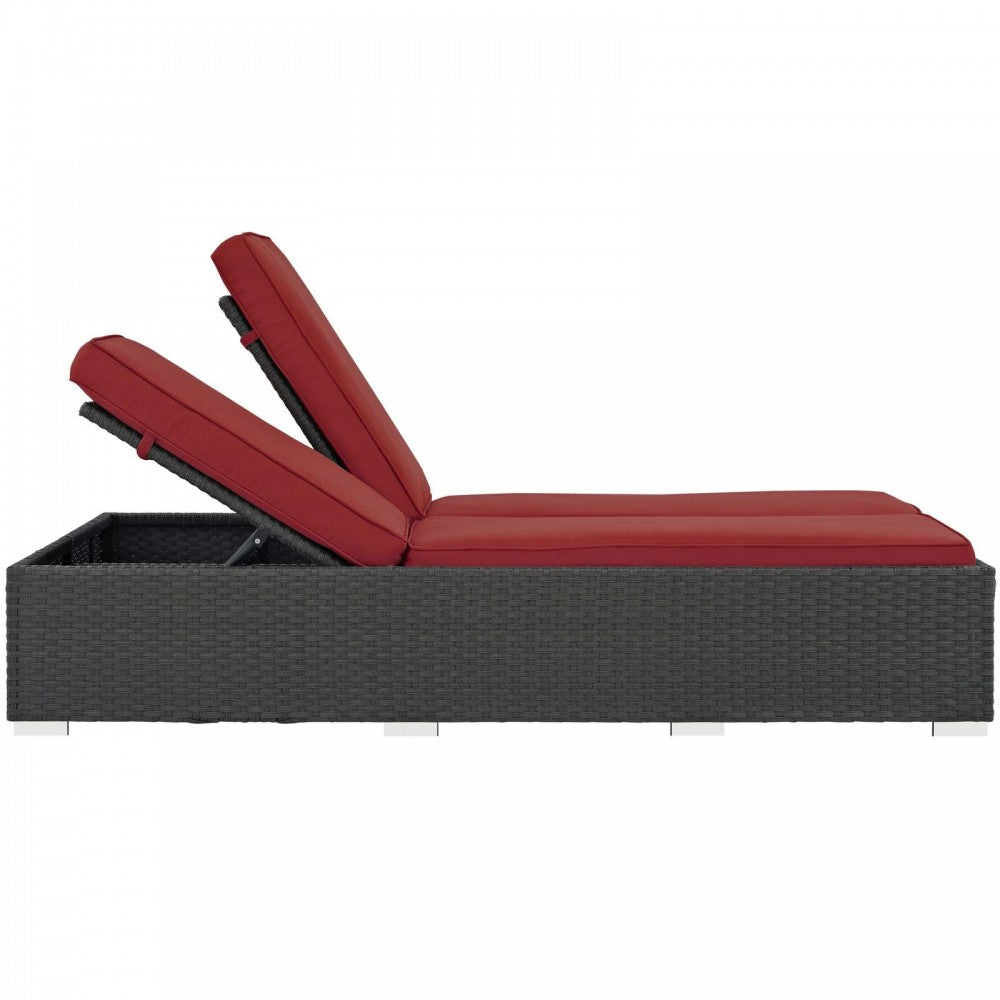 Sojourn Outdoor Patio Sunbrella Double Chaise, Chocolate Red