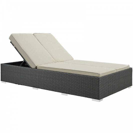 Sojourn Outdoor Patio Sunbrella Double Chaise, Chocolate Beige