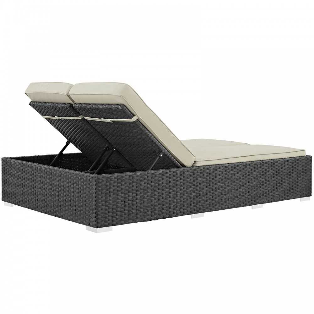 Sojourn Outdoor Patio Sunbrella Double Chaise, Chocolate Beige
