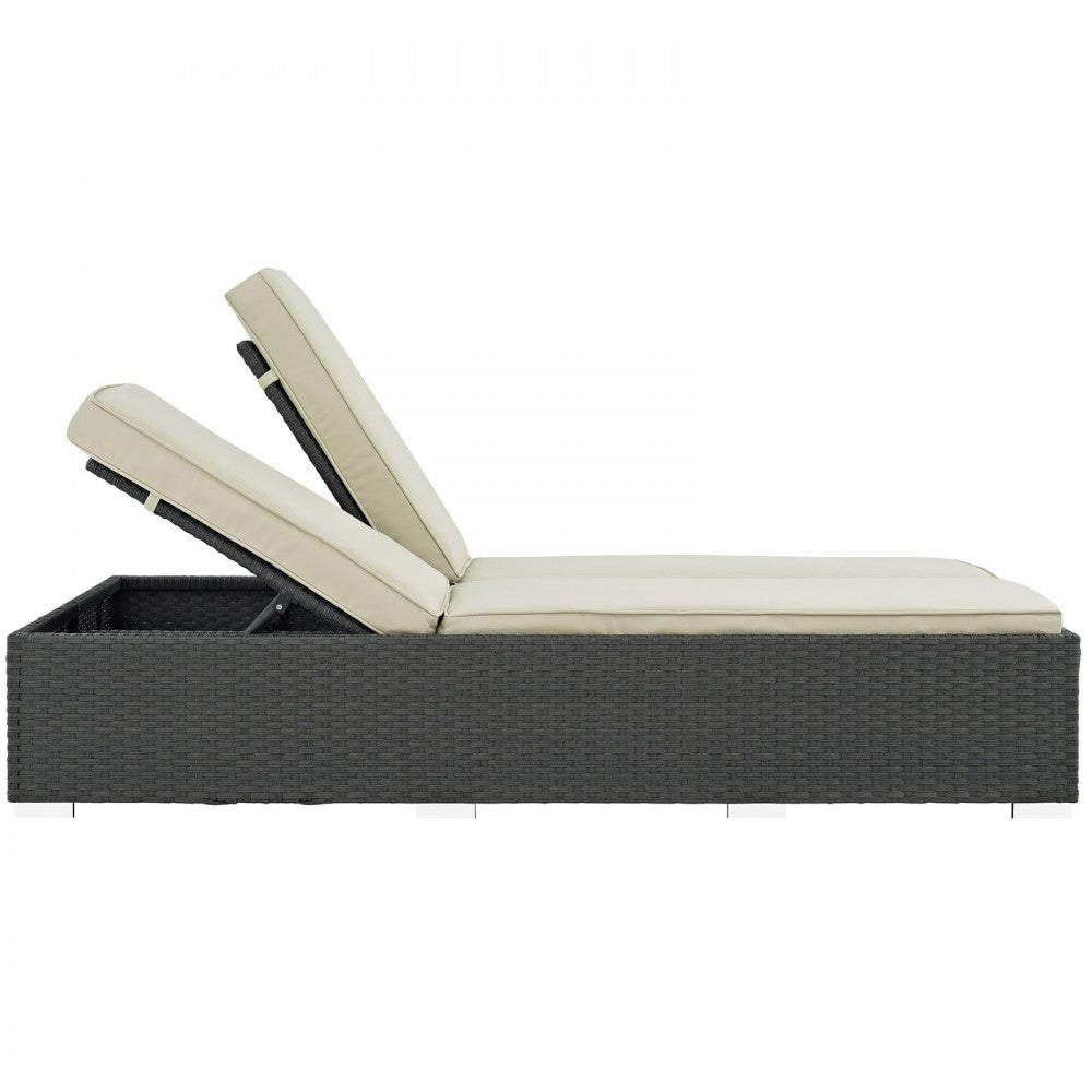Sojourn Outdoor Patio Sunbrella Double Chaise, Chocolate Beige