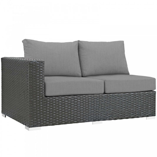Sojourn Outdoor Patio Sunbrella Left Arm Loveseat, Canvas Gray
