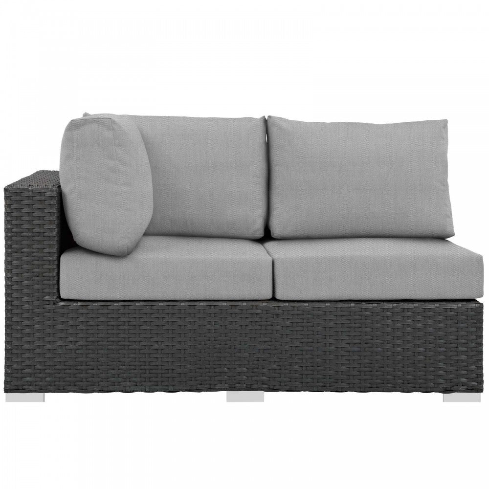 Sojourn Outdoor Patio Sunbrella Left Arm Loveseat, Canvas Gray