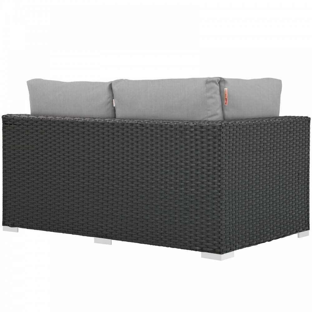 Sojourn Outdoor Patio Sunbrella Left Arm Loveseat, Canvas Gray