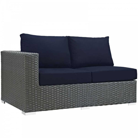 Sojourn Outdoor Patio Sunbrella Left Arm Loveseat, Canvas Navy