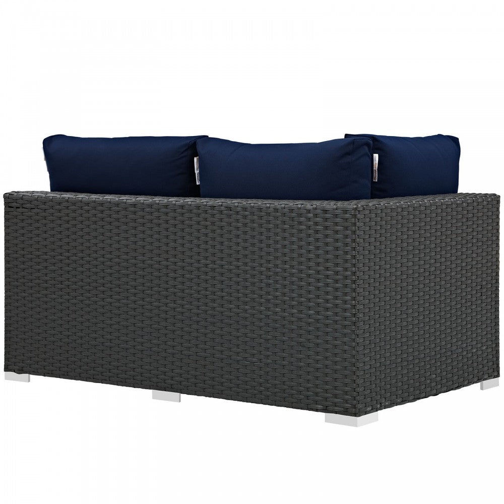 Sojourn Outdoor Patio Sunbrella Left Arm Loveseat, Canvas Navy