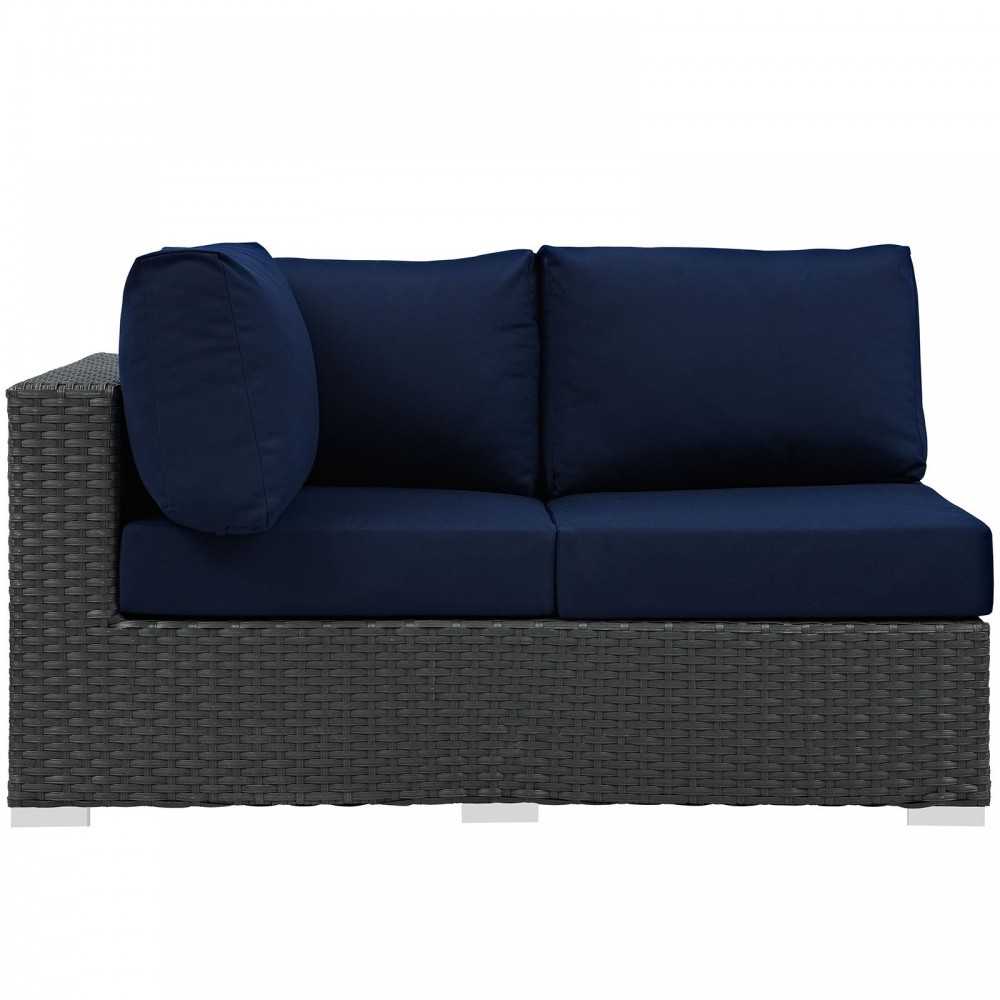 Sojourn Outdoor Patio Sunbrella Left Arm Loveseat, Canvas Navy
