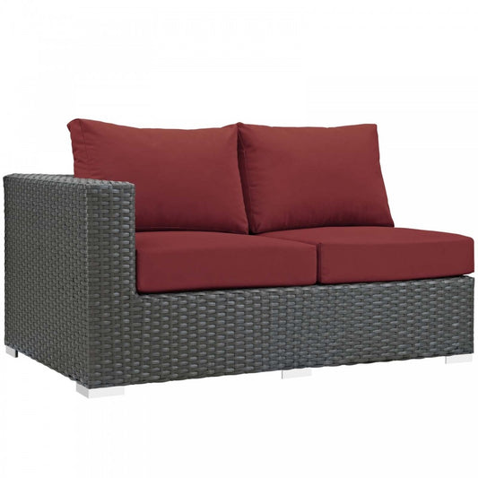 Sojourn Outdoor Patio Sunbrella Left Arm Loveseat, Canvas Red