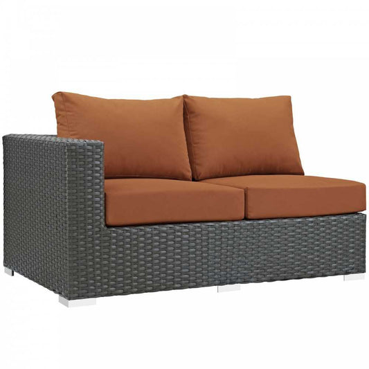 Sojourn Outdoor Patio Sunbrella Left Arm Loveseat, Canvas Tuscan