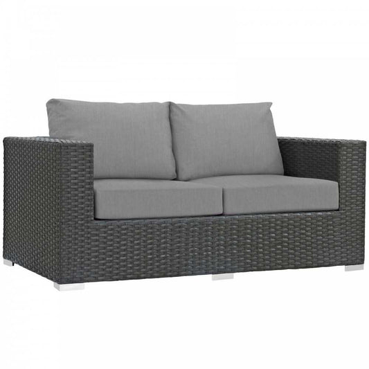 Sojourn Outdoor Patio Sunbrella Loveseat, Canvas Gray