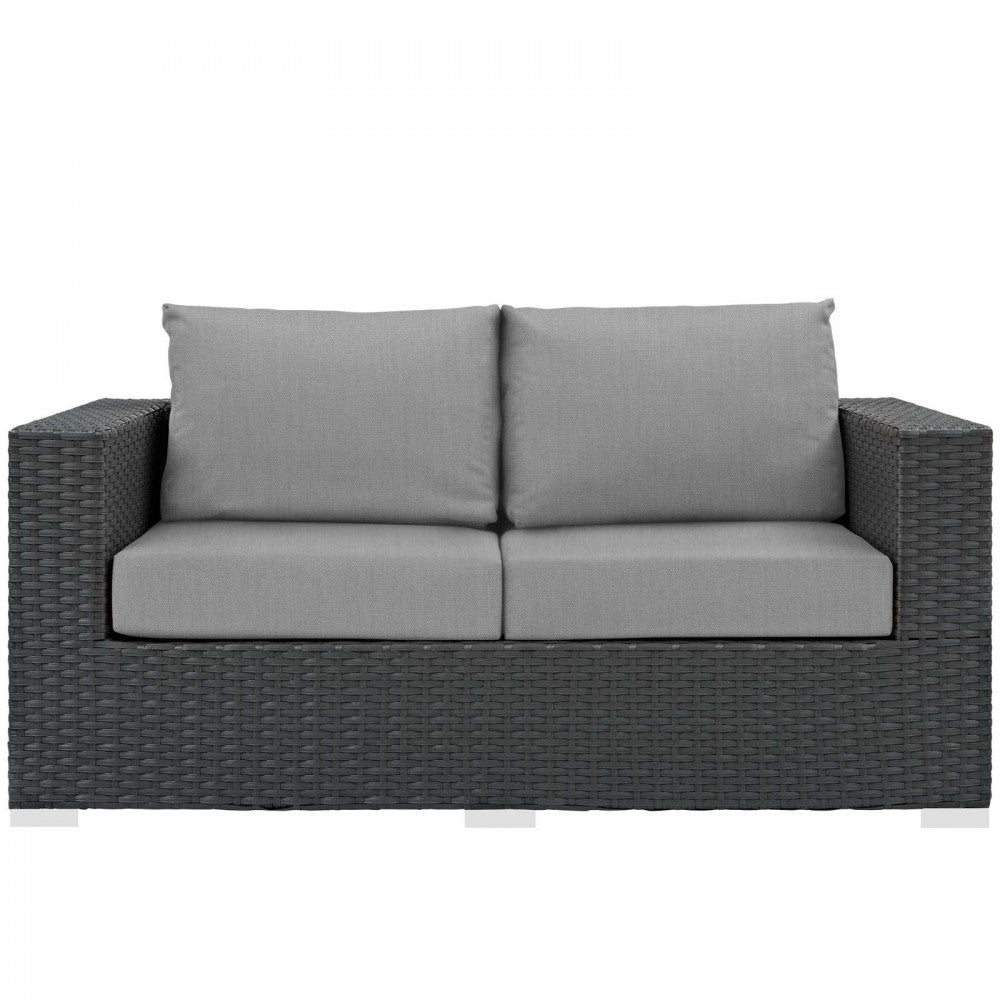 Sojourn Outdoor Patio Sunbrella Loveseat, Canvas Gray
