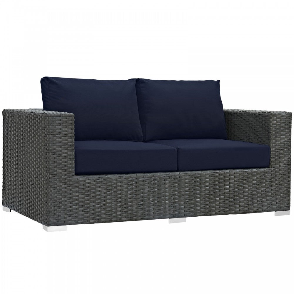 Sojourn Outdoor Patio Sunbrella Loveseat, Canvas Navy
