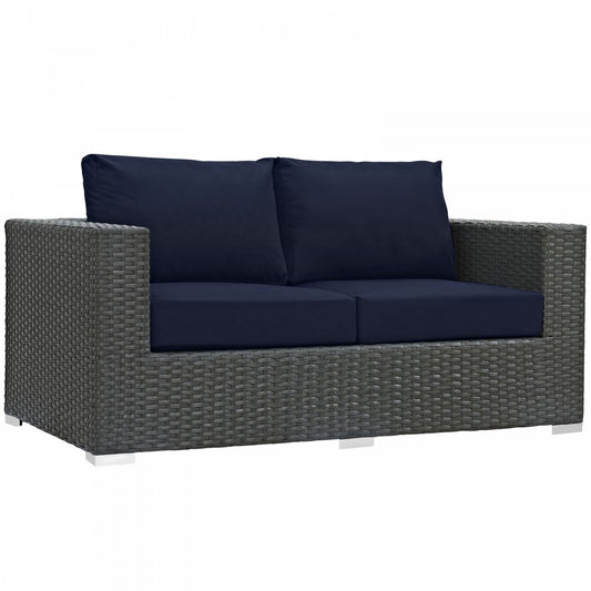 Sojourn Outdoor Patio Sunbrella Loveseat, Canvas Navy