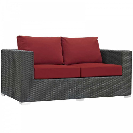 Sojourn Outdoor Patio Sunbrella Loveseat, Canvas Red
