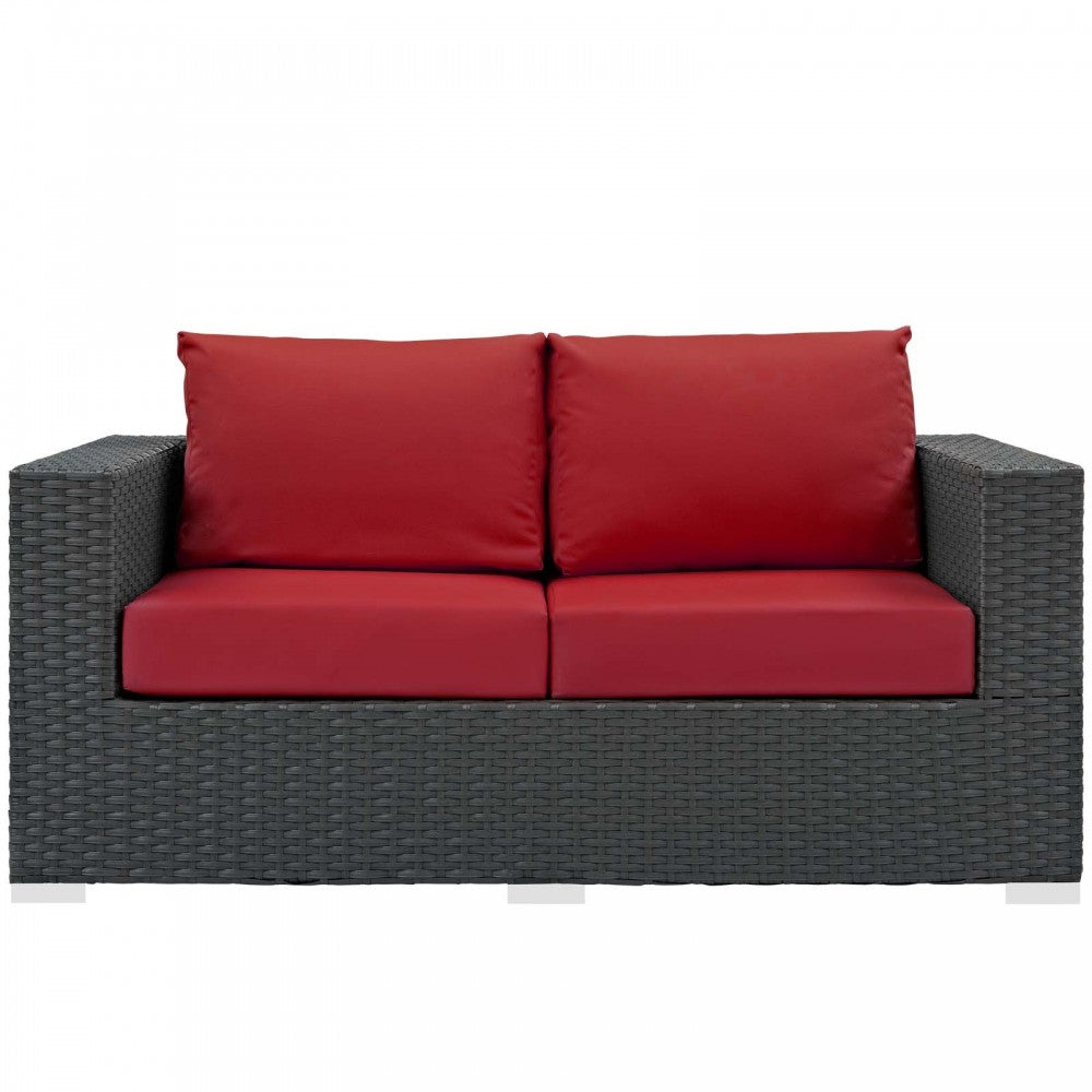 Sojourn Outdoor Patio Sunbrella Loveseat, Canvas Red