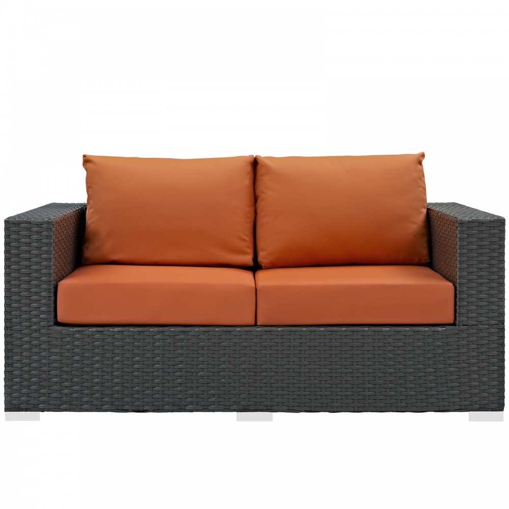 Sojourn Outdoor Patio Sunbrella Loveseat, Canvas Tuscan