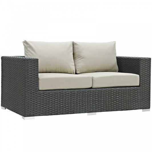 Sojourn Outdoor Patio Sunbrella Loveseat, Canvas Antique Beige