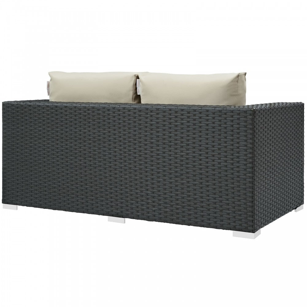 Sojourn Outdoor Patio Sunbrella Loveseat, Canvas Antique Beige