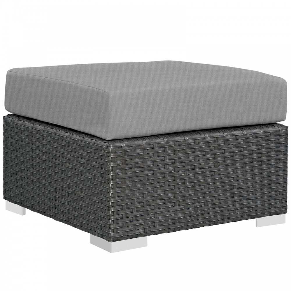 Sojourn Outdoor Patio Sunbrella Ottoman, Canvas Gray