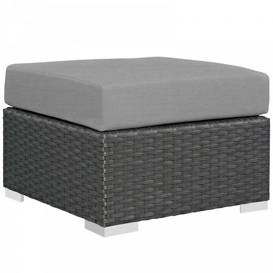 Sojourn Outdoor Patio Sunbrella Ottoman, Canvas Gray