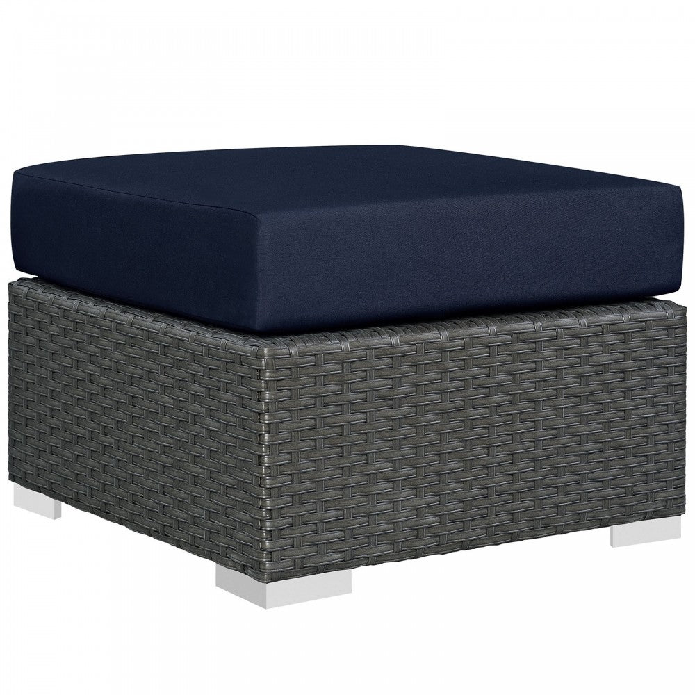 Sojourn Outdoor Patio Sunbrella Ottoman, Canvas Navy