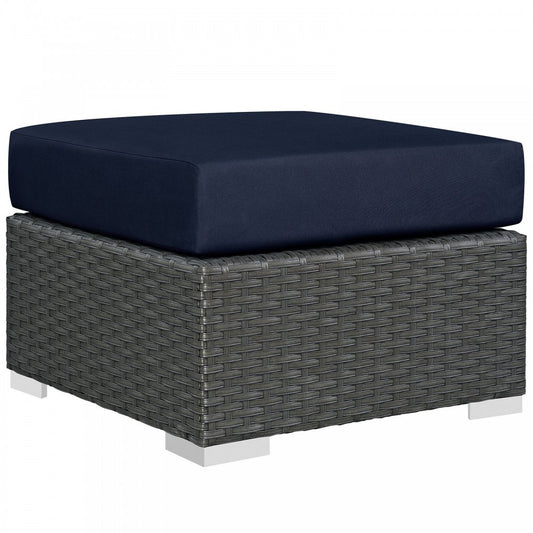 Sojourn Outdoor Patio Sunbrella Ottoman, Canvas Navy