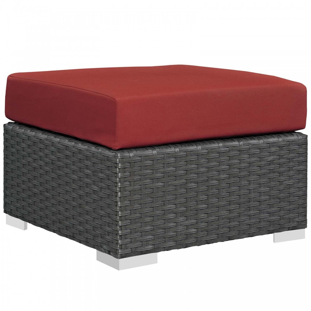 Sojourn Outdoor Patio Sunbrella Ottoman, Canvas Red