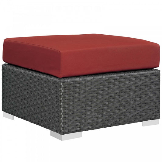 Sojourn Outdoor Patio Sunbrella Ottoman, Canvas Red