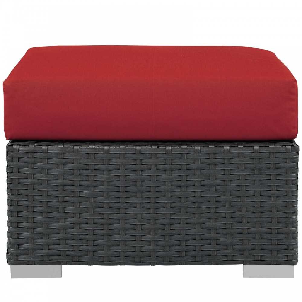 Sojourn Outdoor Patio Sunbrella Ottoman, Canvas Red