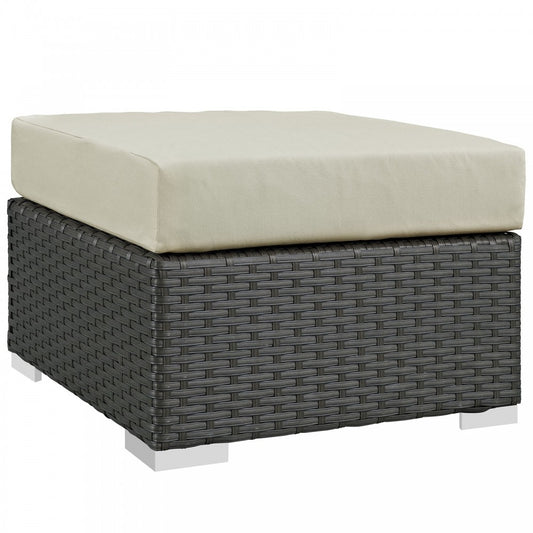 Sojourn Outdoor Patio Sunbrella Ottoman, Canvas Antique Beige