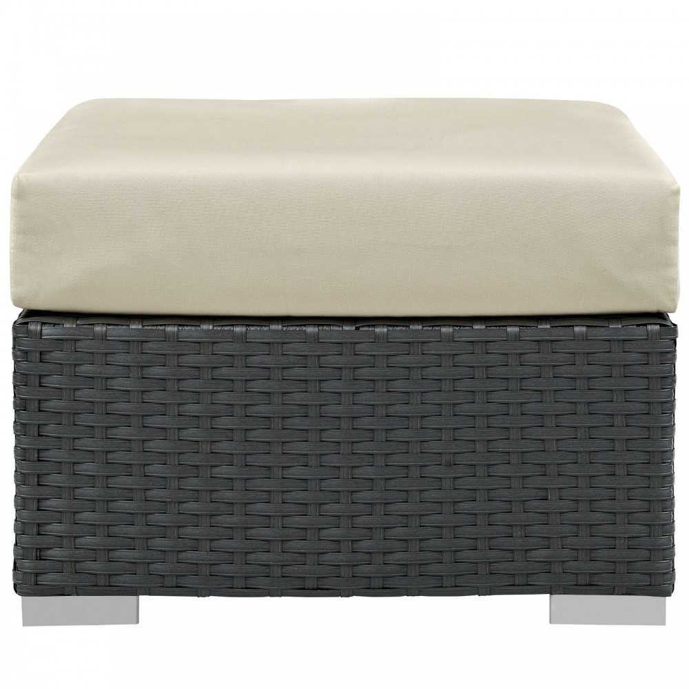 Sojourn Outdoor Patio Sunbrella Ottoman, Canvas Antique Beige