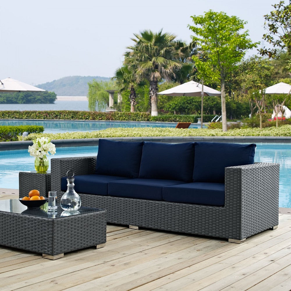 Sojourn Outdoor Patio Sunbrella Sofa, Canvas Navy