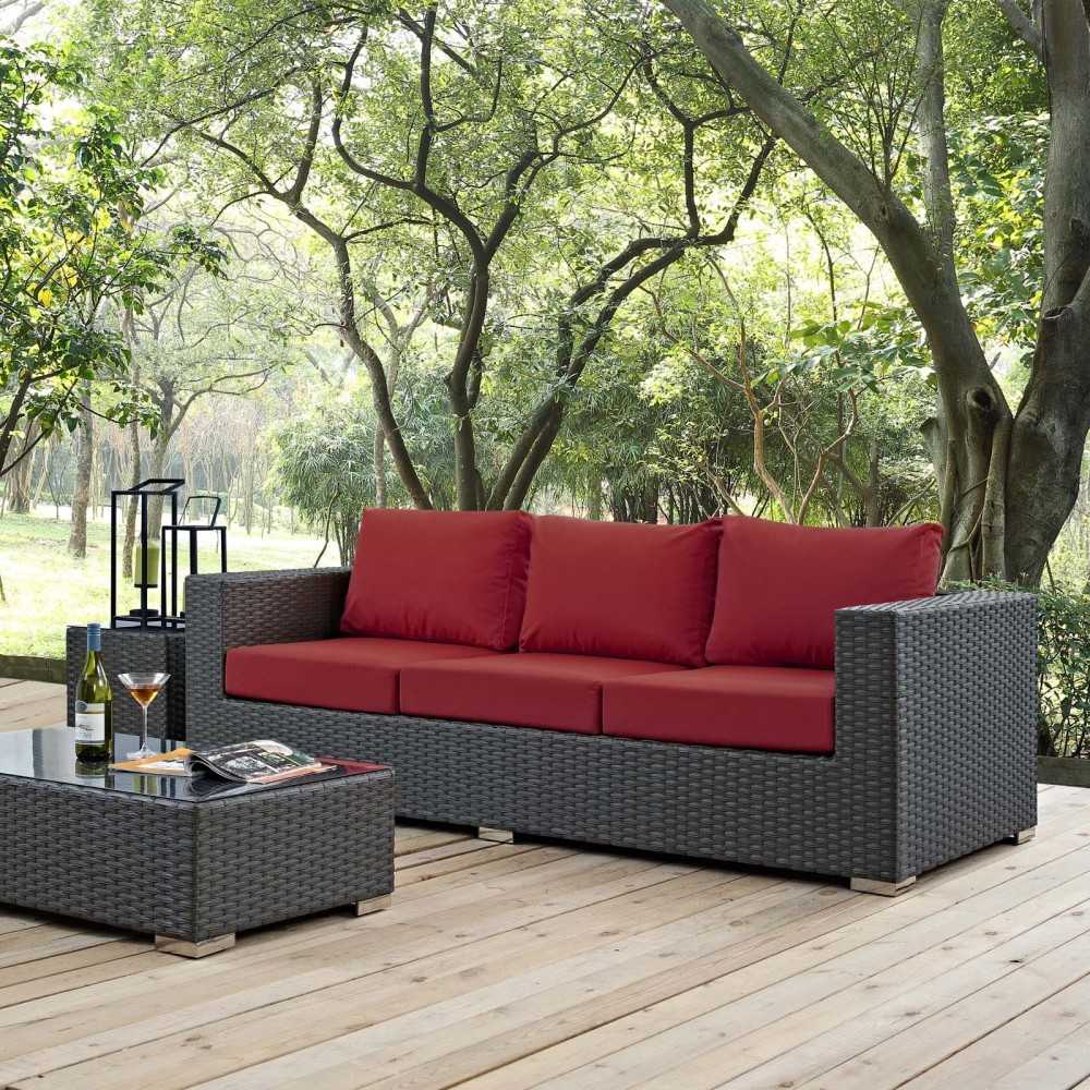 Sojourn Outdoor Patio Sunbrella Sofa, Canvas Red