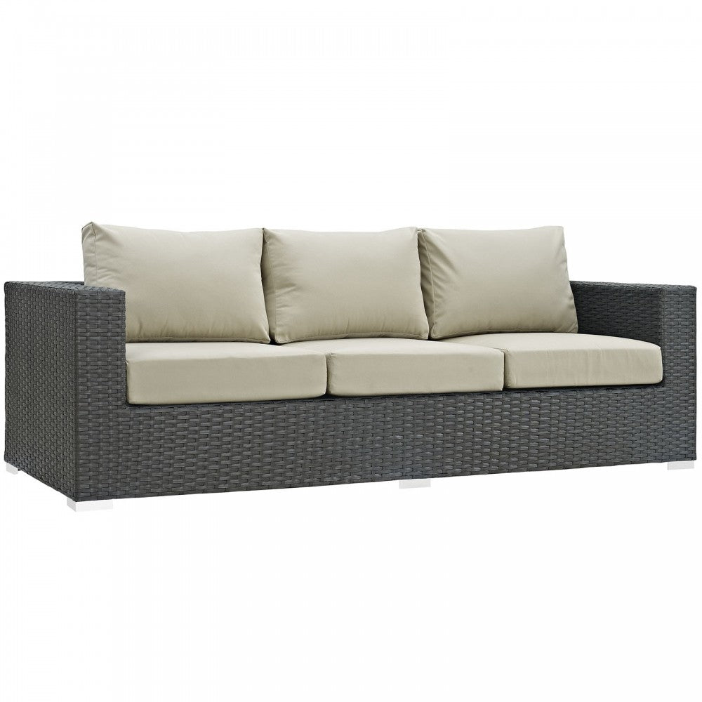 Sojourn Outdoor Patio Sunbrella Sofa, Canvas Antique Beige
