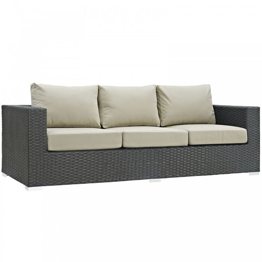 Sojourn Outdoor Patio Sunbrella Sofa, Canvas Antique Beige