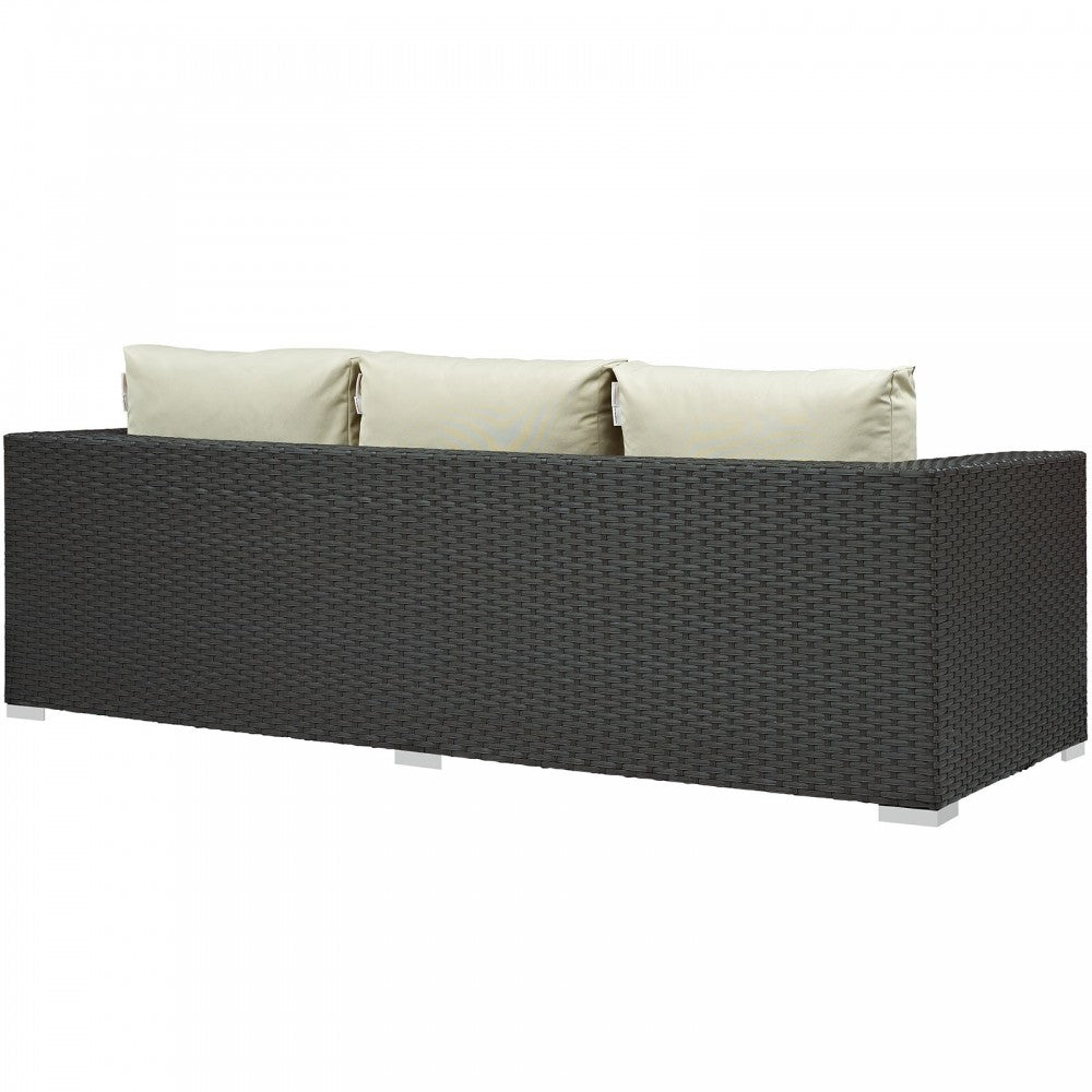 Sojourn Outdoor Patio Sunbrella Sofa, Canvas Antique Beige