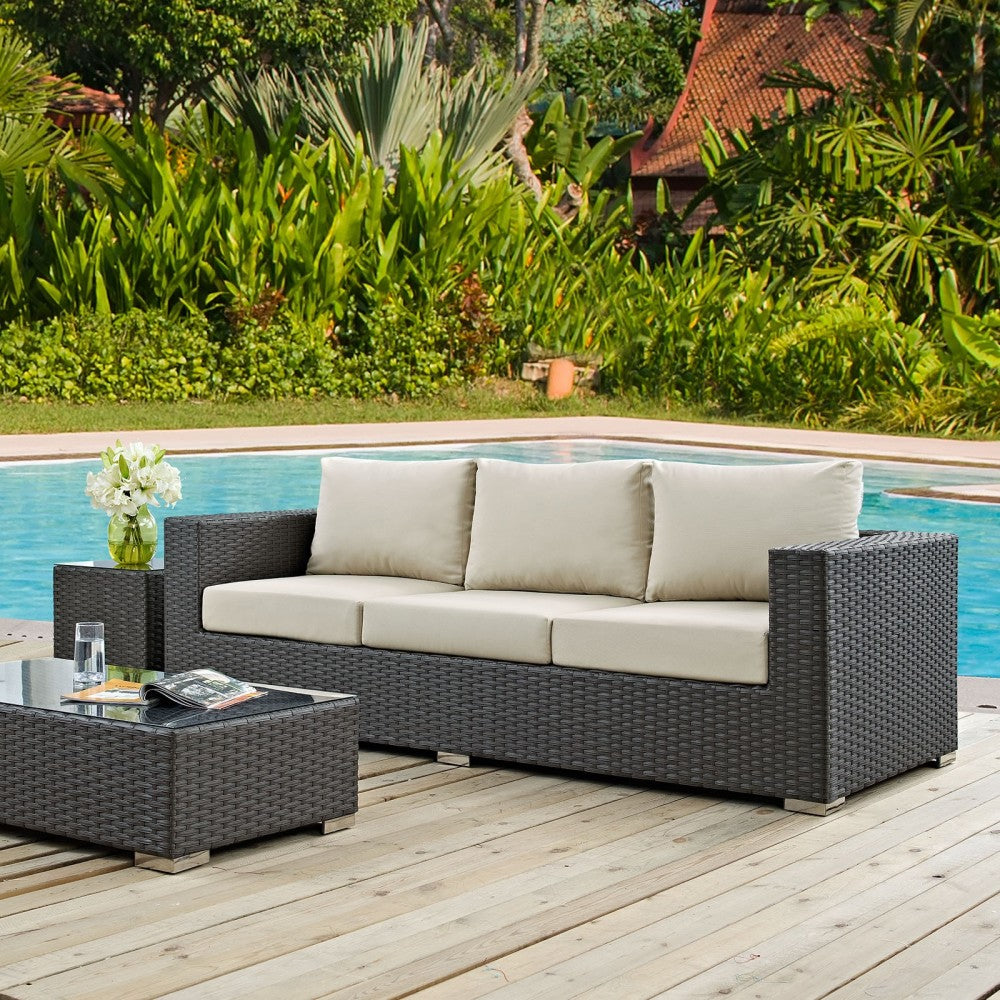 Sojourn Outdoor Patio Sunbrella Sofa, Canvas Antique Beige