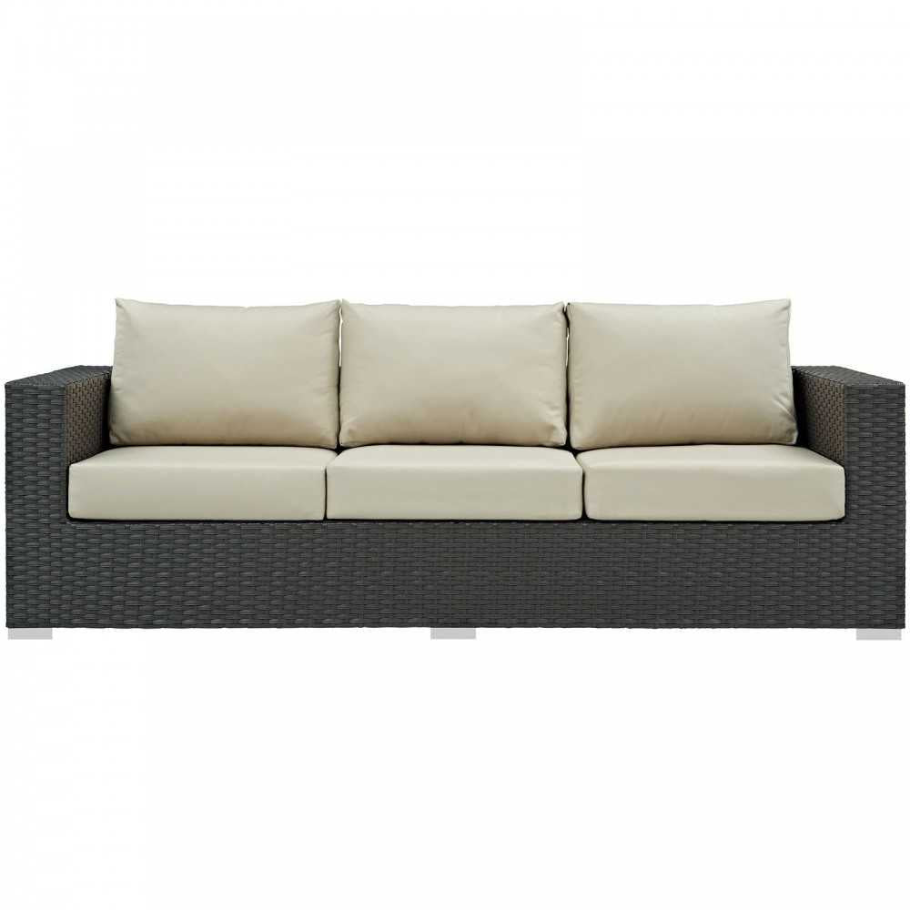 Sojourn Outdoor Patio Sunbrella Sofa, Canvas Antique Beige