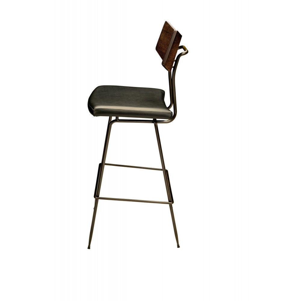 Soli Black Leather Bar Stool