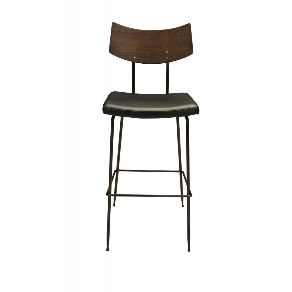 Soli Black Leather Bar Stool