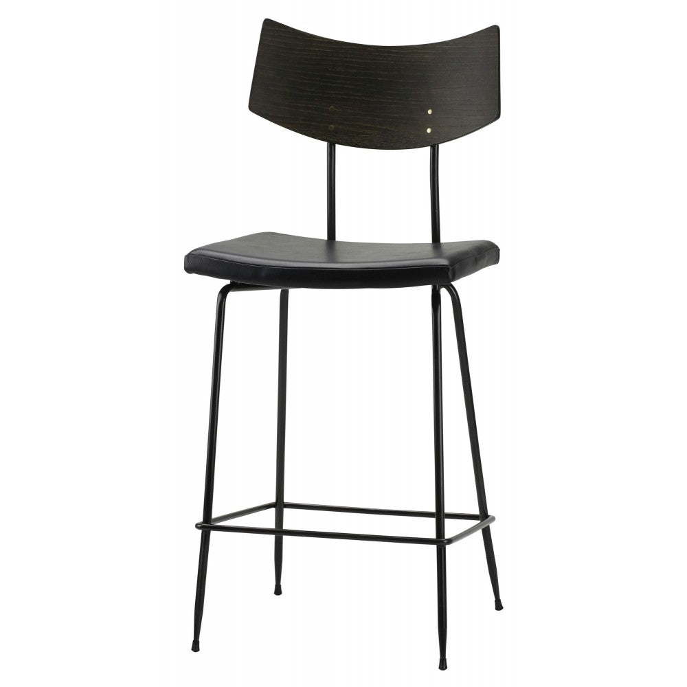 Soli Black Leather Counter Stool