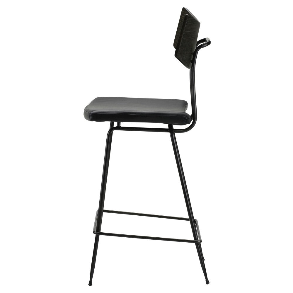 Soli Black Leather Counter Stool