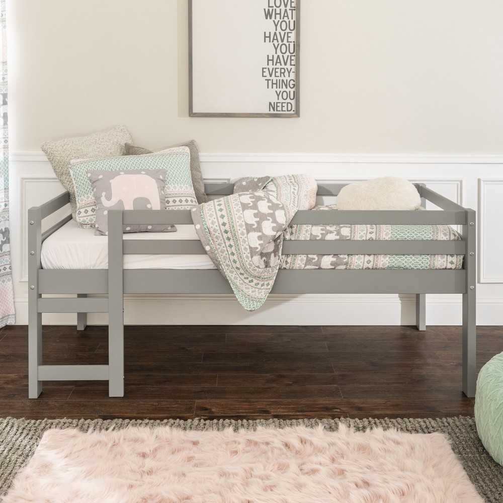 Solid Wood Low Loft Bed - Gray