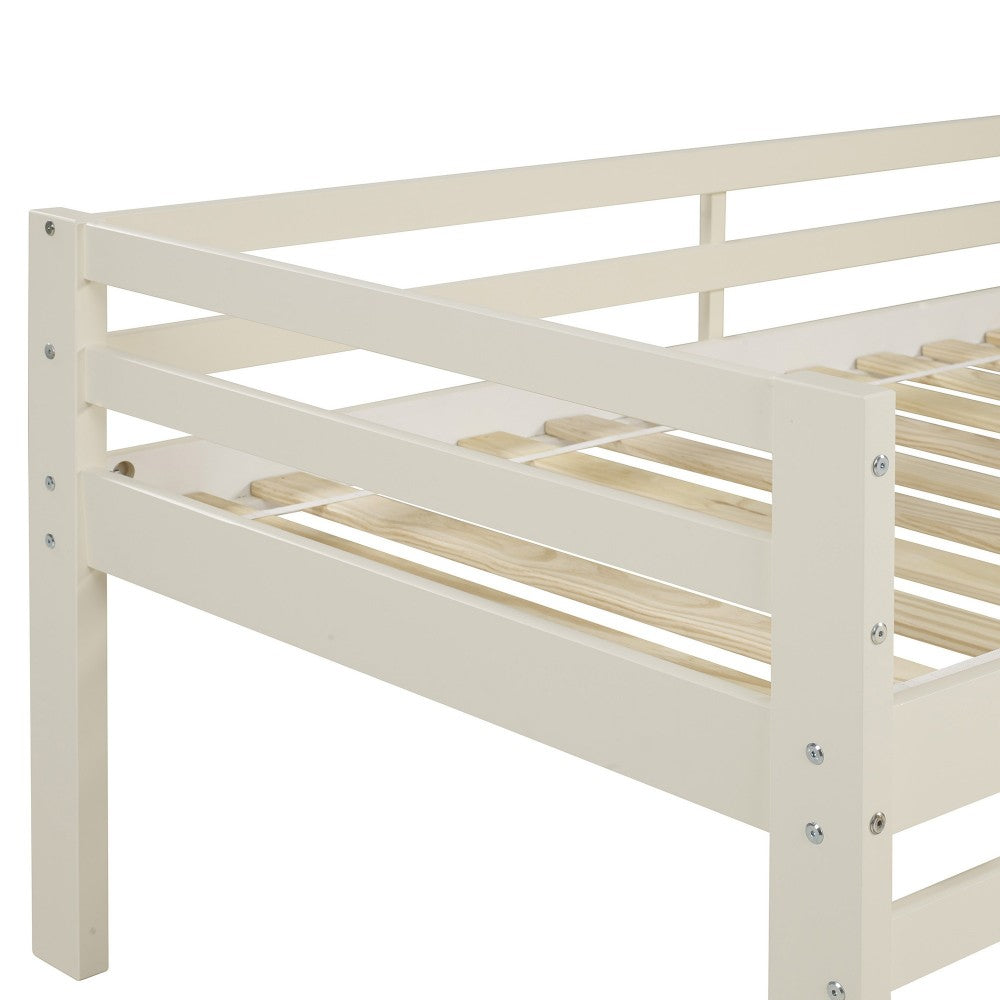 Solid Wood Low Loft Bed - White