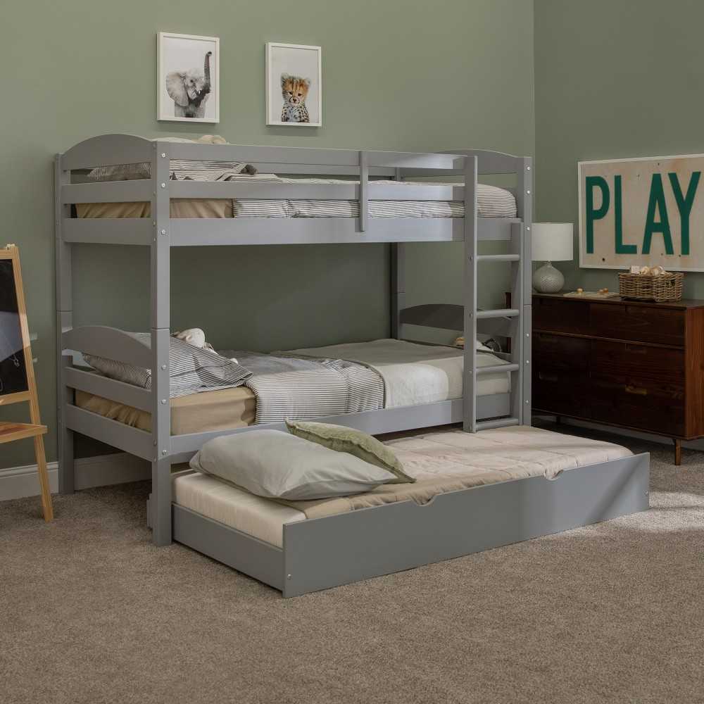 Solid Wood Twin over Twin Bunk Bed and Storage/Trundle Bed - Gray