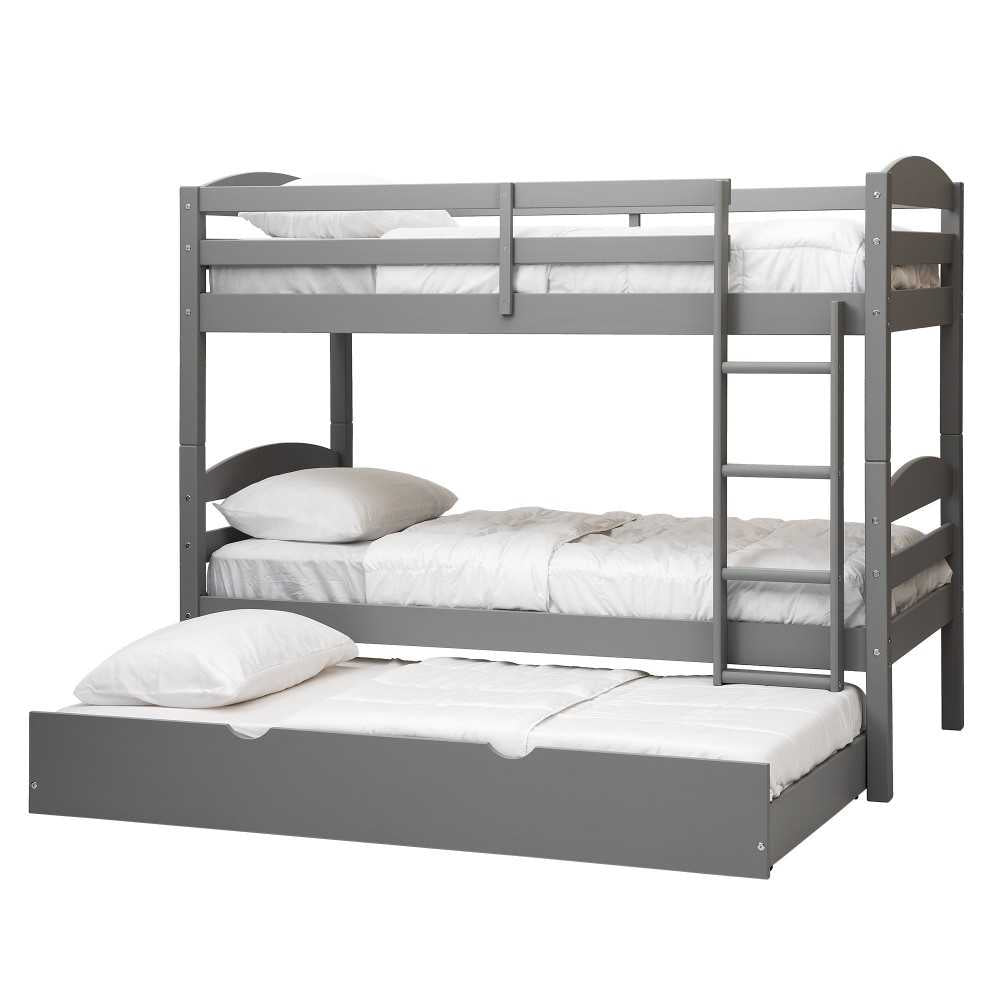 Solid Wood Twin over Twin Bunk Bed and Storage/Trundle Bed - Gray