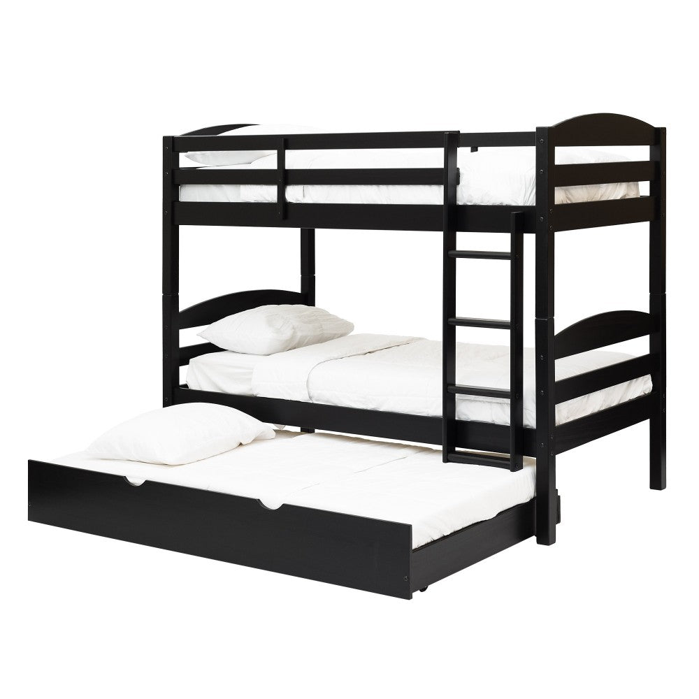 Solid Wood Twin over Twin Bunk Bed and Storage/Trundle Bed - Black